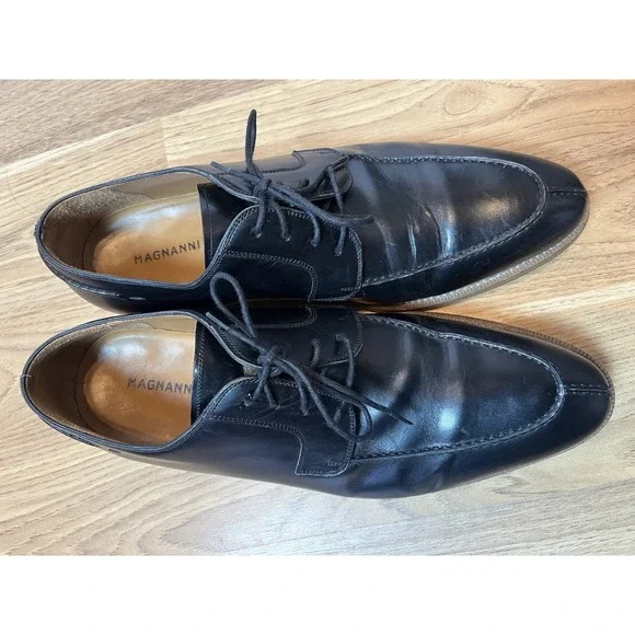 Magnanni Men's Shoes Size 9.5 Split Toe Black Leather Dress Shoes 14809 - Picture 2 of 9